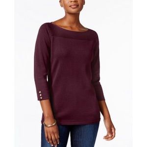 EUC Karen Scott Maroon Boatneck 3/4 Sleeve Sweater. Size S.
